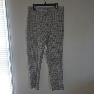 High Waist Black and White Checkered Trousers